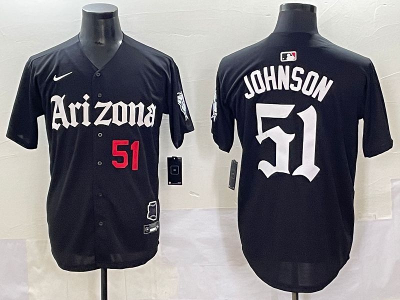 Men 2025 Arizona Diamondback #51 Johnson Black Five generations Joint Name Nike MLB Jersey style 4->arizona diamondback->MLB Jersey